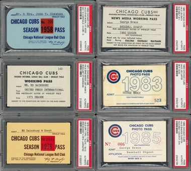 1958-92 Chicago Cubs Season Pass Collection - Lot of 12 (PSA)